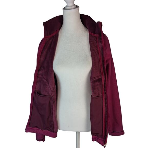 Sporty Berry Pink Double Diamond Skiing Jacket Size M Adjustable Cuffs Mock Neck - Picture 2 of 14